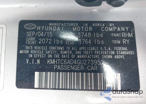 2016 Hyundai Veloster z USA, uszkodzony, nr VIN KMHTC6AD4GU273952